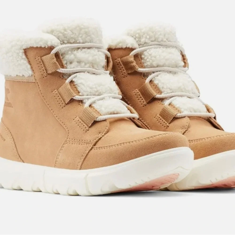 Sorel Explorer II Carnival Winter Tan & Pink Sherpa Boots size 6 NWOT
